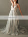 Σέξι λουράκια σπαγγέτι Deep V Neck Chiffon Long Evening Prom Dresses, 17651