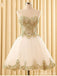 Querida renda de ouro branco tule curto barato Homecoming vestidos on-line, CM578