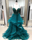 Bretelles spaghetti vert émeraude A-ligne longues robes de bal de soirée personnalisées, 17723
