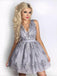 V Neck Grey Lace barato Homecoming vestidos curtos on-line, CM609