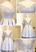 Scoop Necklie Δύο Strips Gray Lake Beaded Homecoming Prom Dresses, Affordable Short Party Prom Dresses, Perfect Homecoming Dresses, CM289