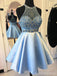 Elegant Blue Halter Beaded Cheap Homecoming Dresses Online, CM597