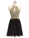 Des robes de promos de courte durée en couleur noire perlées de dentelle d'or, 16 robes de promo à court terme abordables, des robes de queue de poche parfaites, CM369