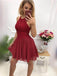 Halter vermelho escuro Applique Chiffon curto Homecoming vestidos baratos on-line, CM816