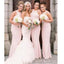 Halter Blush Pink Sereia Cheap Long Bridesmaid Vestidos Online, WG347