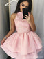 Rosa pálido Halter barato Homecoming vestidos curtos on-line, CM650