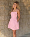Simpe vestidos de regresso para casa curtos baratos rosa sexy abaixo de 100, CM674
