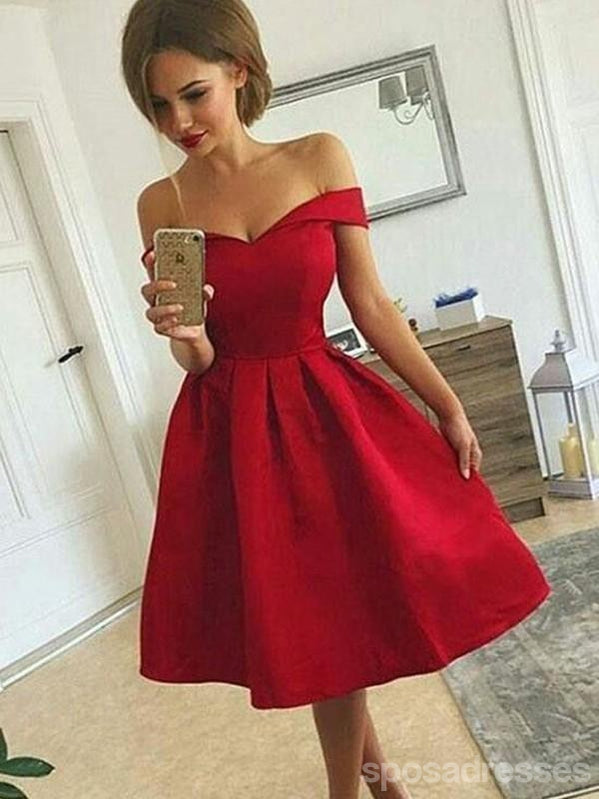 Από τον Ώμο Κόκκινο Απλό Σύντομο Φτηνές Φορέματα Homecoming σε απευθείας Σύνδεση, CM703