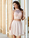 Blush Ροζ δύο κομμάτια Halter Beaded φθηνά φορέματα Homecoming σε απευθείας σύνδεση, CM719