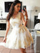 V Λαιμό Χρυσό Δαντέλα Σύντομο Φορέματα Homecoming σε απευθείας Σύνδεση, CM683