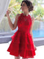 Halter rouge voir à travers les robes de bal pas cher en dentelle en ligne, CM717