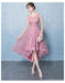 Pink Lace Scoop High Low Cheap Homecoming Vestidos Online, CM694