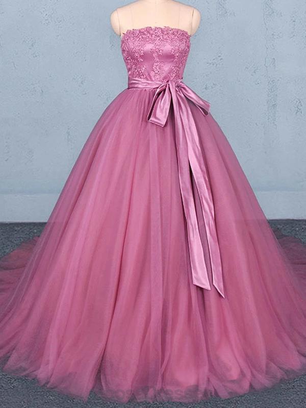 Vestido de baile sem alças rosa quente barato Evening Prom Dresses, Evening Party Prom Dresses, 12150