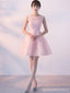 Illusion Blush Pink Lace Beaded Günstige Homecoming Kleider Online, CM696