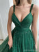 Gorgeous Green A-line V-neck Cheap Long Prom Dresses Online,13080