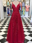Bretelles spaghetti dentelle rouge foncé pas cher longues robes de bal de soirée, pas cher personnalisé Sweet 16 robes, 18511