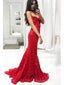 Sexy rote Spitze Meerjungfrau langen Abend Ball Kleider, günstige Custom Sweet 16 Kleider, 18501