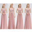 Dentelle Blush Pink Floor Length Mismatched Chiffon Bridesmaid Dresses Online, WG543