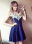 Chiffon Royal Blue Lace barato Homecoming Vestidos curtos on-line, CM655