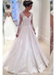 Long Sleeve Lace A-Linie Günstige Hochzeit Kleider Online, WD335