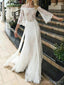 Robes de mariée en dentelle à manches longues et épaules dénudées en ligne, Robes de mariée uniques à bas prix, WD595
