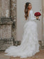 Μακριά Μανίκια Ruffle Organza, Γαμήλια Φορέματα σε απευθείας Σύνδεση, Φθηνά Νυφικά Φορέματα Δαντέλα, WD482