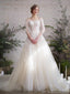 Fairy Long Sleeves A-line Lace Wedding Dresses, Cheap Wedding Gown, WD682
