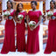 Simples Hot Pink Miscompatíveis Sereia Long Cheap Bridesmaid Vestidos Online, WG312