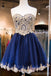 Saia azul-marinha, vestidos de baile de finalistas com fitas douradas, CM0027