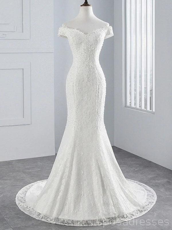 Off Shoulder Lace Mere Mermaid Cheap Wedding Dresses Online, Cheap Bridal Dresses, WD501