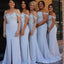 Εκτός ώμου Λευκή πλαϊνή σχισμή Γοργόνα μακρύ φθηνά φορέματα παράνυμφων Online, WG324