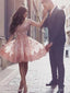 Off ώμου ροδάκινο Δαντέλα Tulle Homecoming Prom φορέματα, φθηνά Homecoming Φορέματα, CM351