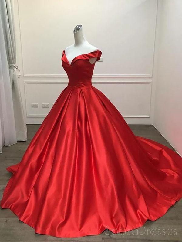 Off Shoulder Bright Red Long Evening Prom Dresses, Cheap Custom Sweet 16 Vestidos, 18515