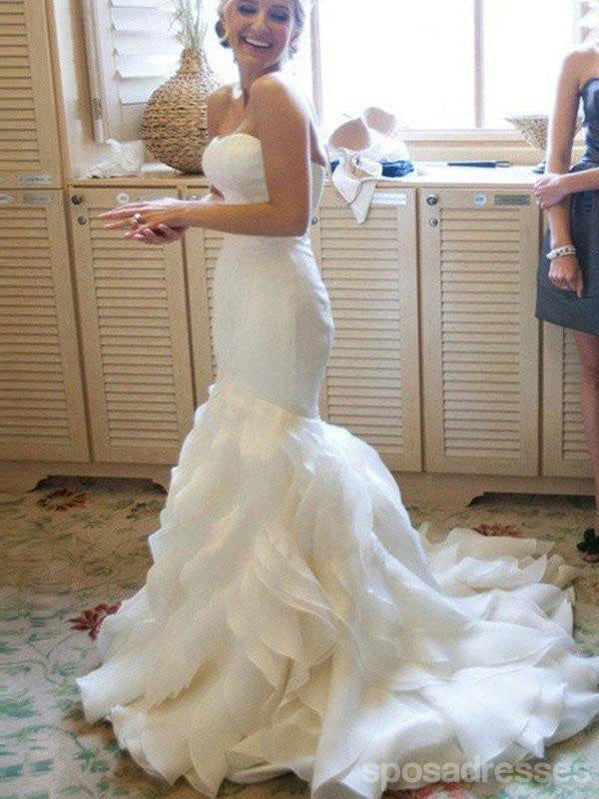 Organza Mermaid Wedding Dresses, 2017 Long Custom Wedding Dresses, Acessível Vestidos de noiva, 17110