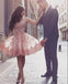 Off ώμου ροδάκινο Δαντέλα Tulle Homecoming Prom φορέματα, φθηνά Homecoming Φορέματα, CM351