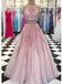 Sexy Halter Duas peças rosa renda longa noite vestidos de baile, cheap custom sweet 16 vestidos, 18538
