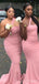 Simple Pink Mermaid One Shoulder Cheap Long Bridesmaid Dresses,WG1342