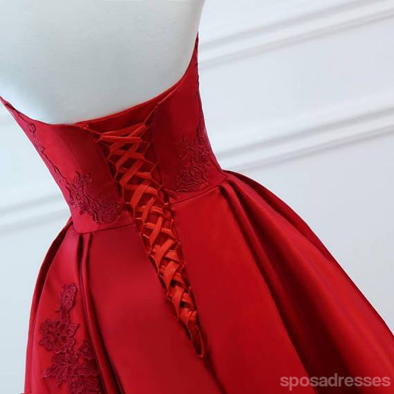 2018 Red V-Ausschnitt A-Linie benutzerdefinierte lange Abend Abendkleider, 17717