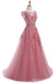 Maßgeschneiderte 2018 formale Pinklace A-Linie Lange Abendveranstaltung Prom Dress, 17669