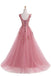 Maßgeschneiderte 2018 formale Pinklace A-Linie Lange Abendveranstaltung Prom Dress, 17669