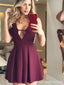 Sexy Backless Halter roxo barato Homecoming vestidos curtos online, CM644