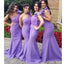 Purple Mermaid One Shoulder Cheap Long Bridesmaid Dresses,WG1457