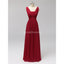 Rote zwei Träger Chiffon rückenfreie lange billige Brautjungfernkleider Online, WG560