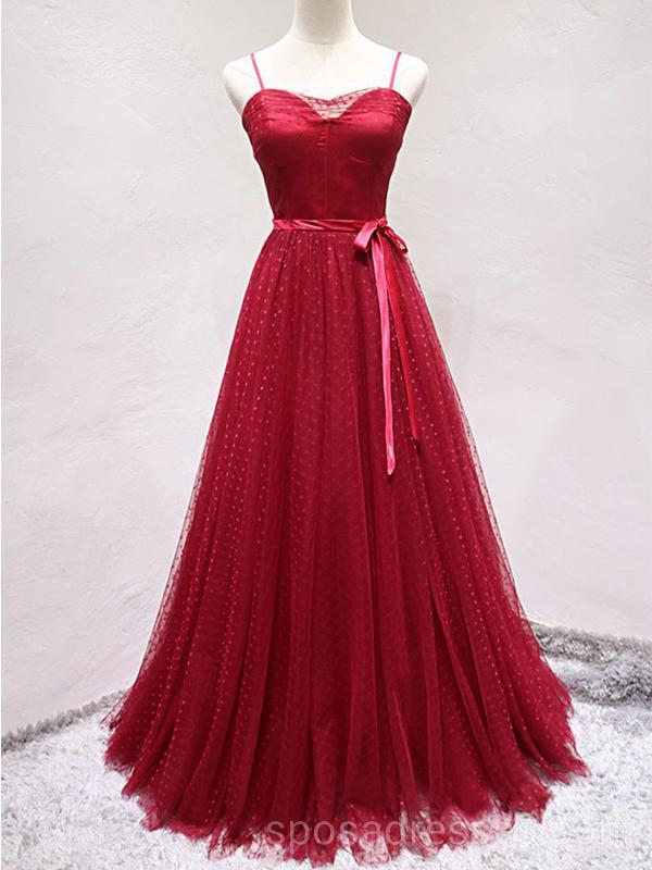 Les spaghetti attachent le lacet rouge les longues robes de bal d'étudiants du soir, les robes de bal d'étudiants du parti personnalisées bon marché, 18601