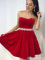Scoop Red Simple Pearls Perlengürtel Günstige kurze Homecoming Kleider Online, CM593