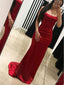 Σέξι Κόκκινο Εξώπλατο Ευθεία Λαιμό Γοργόνα Μακρύ Βράδυ Φορέματα Prom, 17695