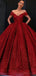 Robe de bal scintillante rouge à épaules dénudées, robes de bal longues et pas chères, robes douces personnalisées bon marché, 18530