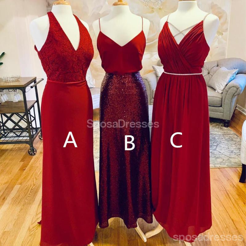 Incompatíveis Vermelho Longos Vestidos de Dama de honra Online, Baratos Vestidos das Damas de honra, WG712