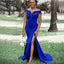 Royal Blue Mermaid Off Shoulder V-neck Cheap Long Bridesmaid Dresses,WG1305