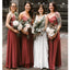 Ferrugem de tiras de espaguete dama de honra longa vermelha decora vestidos de damas de honra online, baratos, WG740